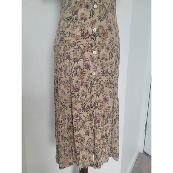 Vintage Gap Floral Button Down Shirt Dress Size S Beige Cottagecore Prairie - Picture 4 of 9